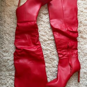 INC International Concepts Red Over the Knee Boots